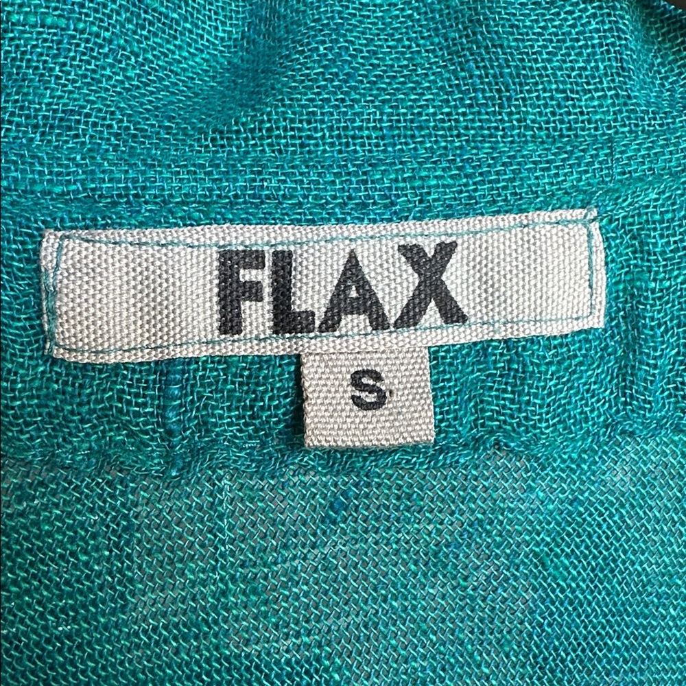 Flax teal green linen Lagenlook 2pc pants tunic/jacket. Size Small - Picture 12 of 13